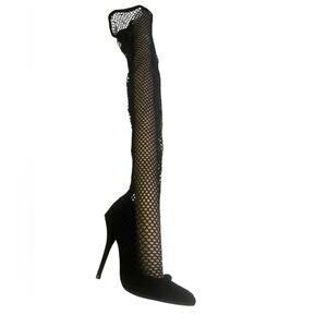Y2K Mesh Vamp Black Over The Knee Sheer Netted Sock Pump Whimsigoth Sexy Boot 7
